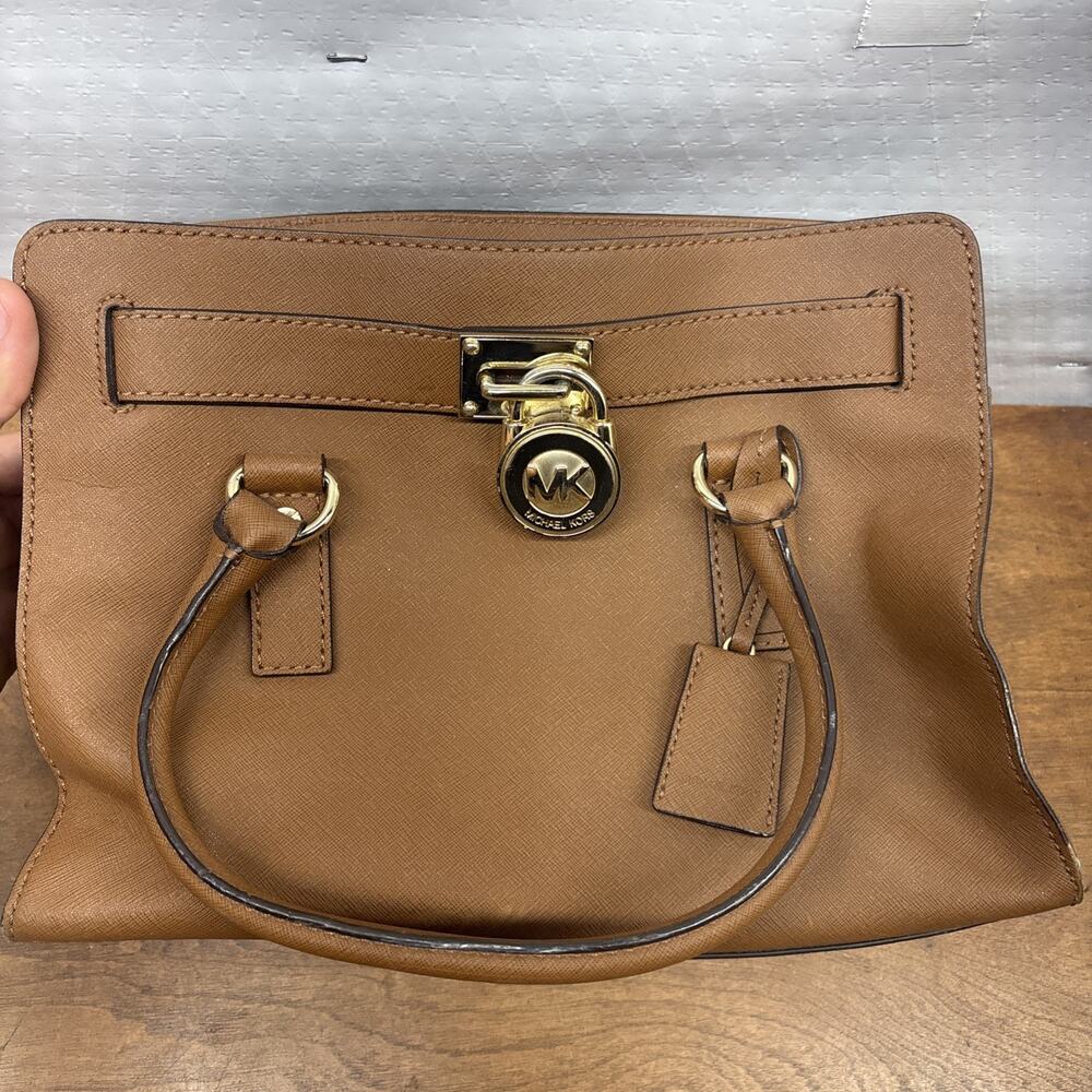 Michael Kors Hamilton Saffiano Leather Medium Satchel Handbag W/ Shoulder Strap